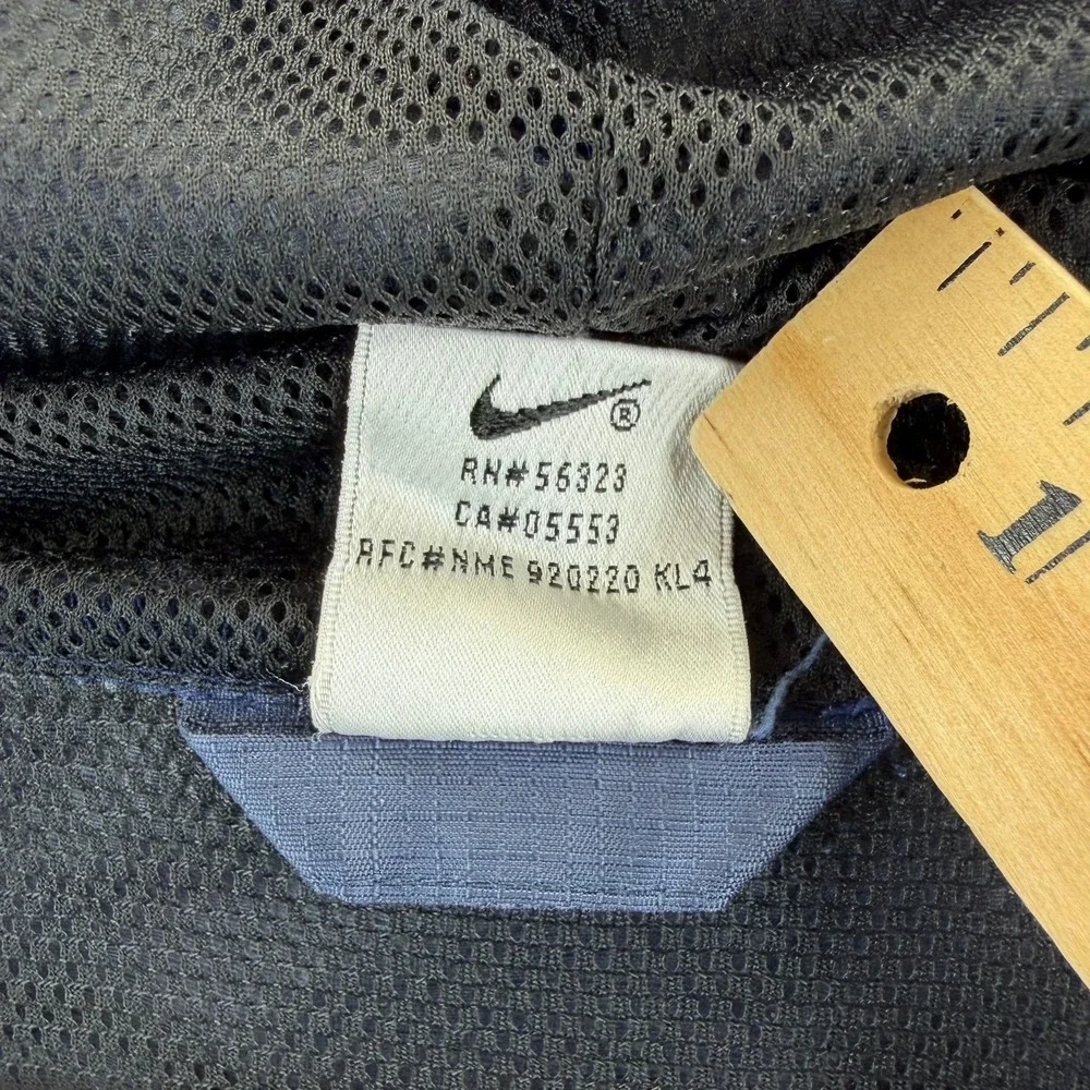 VTG Nike Quarter Zip Windbreaker Hooded Pullover Vented Blue Ripstop Mens L READ